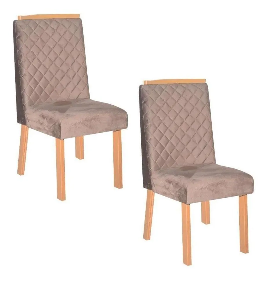 MB. CONJUNTO CADEIRA NEW MAIA (2 UND) FREIJO/VELUDO MOCA DJ MOVEIS. 203488216