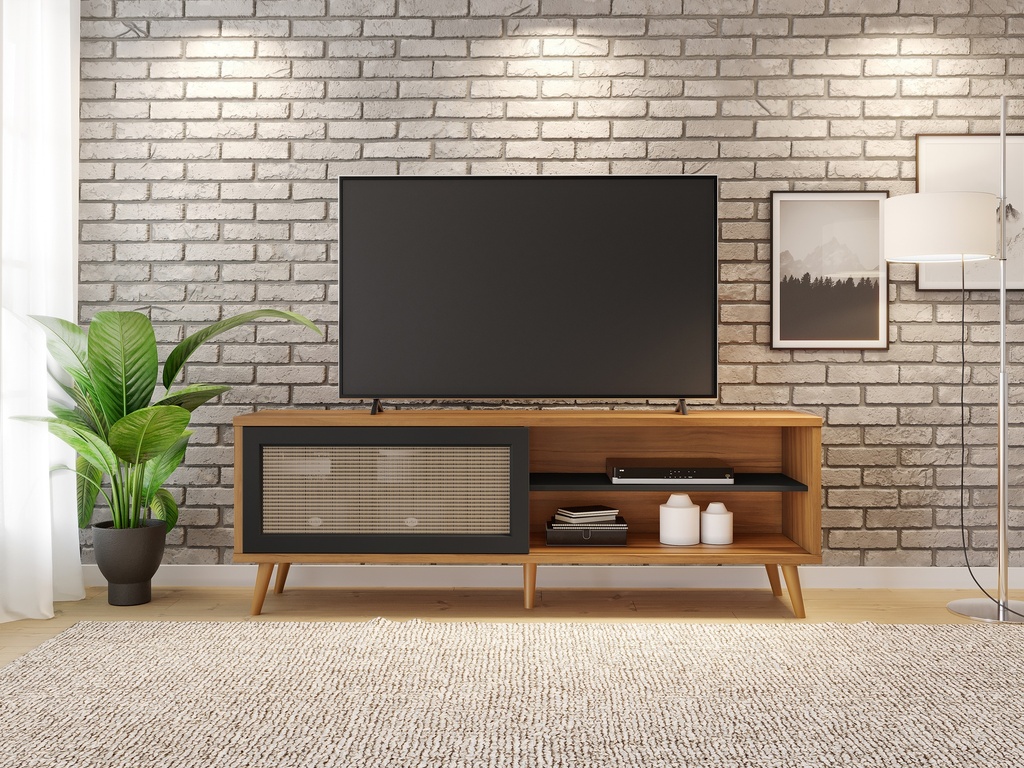 MB. NT1175/243 TV STAND 60" WITH 1 SLIDING DOOR ON MDP FREIJO TREND / BLACK TX NOTAVEL