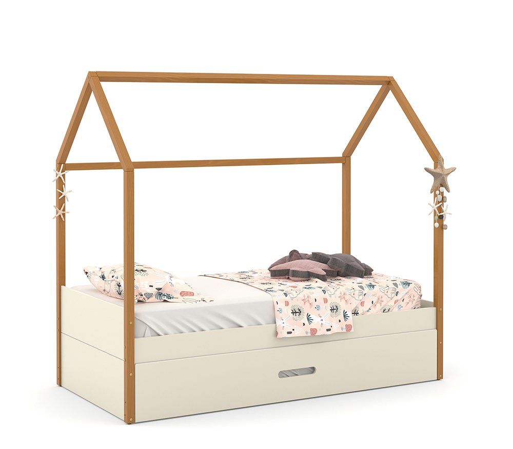 MINI CAMA LIV LAQUEADO OFF WHITE/FREIJO MATIC. 51480