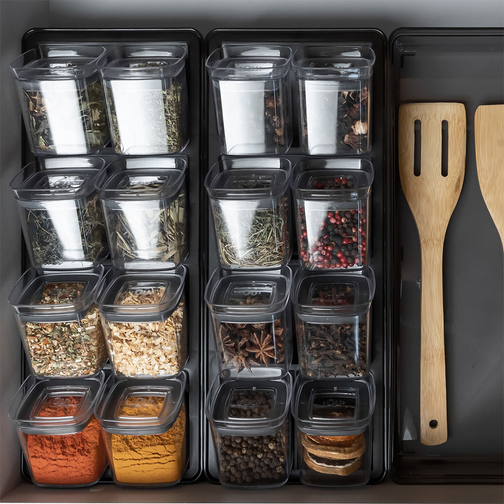 VR. COB1400PTF ENSEMBLE DE BOITES ORGANISATEURS HERMÉTIQUES 9 PIÈCES COL NOIR -OU