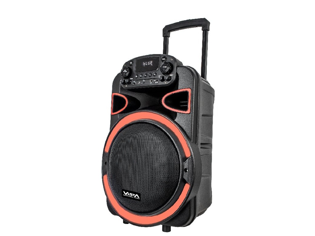 SP962BT BAFFLE AMP TROLLEY 12" + 1,5" RECHARGEABLE - USB - FM - 1 MICRO - BLUETOOTH - TWS - TELECOMMANDE - 40W - 4500W PMPO VISTA