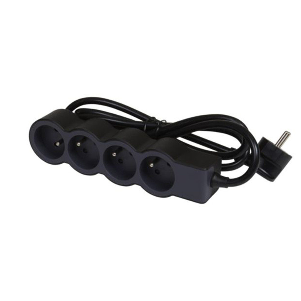 EL. 049477 RALLONGE MULTIPRISE 16A 4X2P+T 1.5M NOIR ET GRIS FONCE