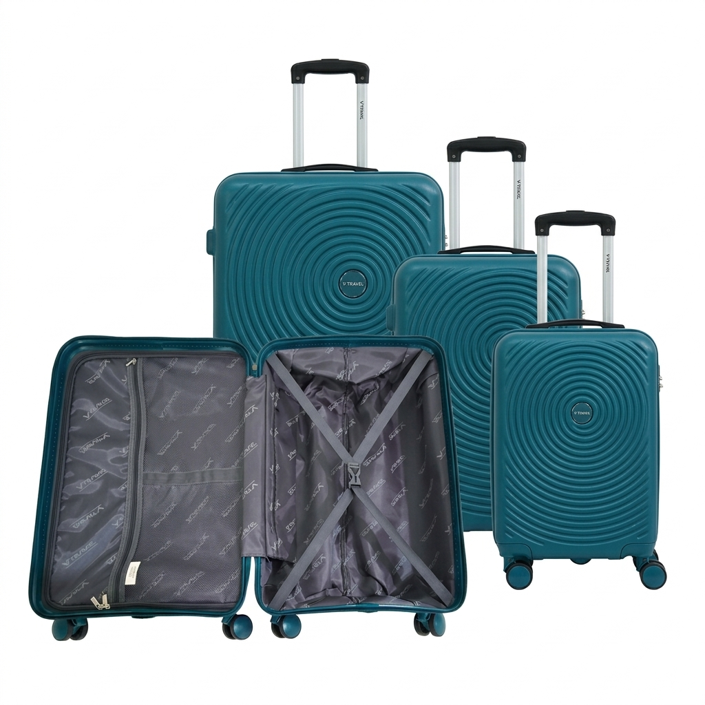 VL. VALISE HARD CASE- SERIE DE 03PCS (20"-24"-28") jaune crème/vert olive/grenat/cyan/vert sarcelle/gris/noir (07c) V-TRAVEL. LISBON