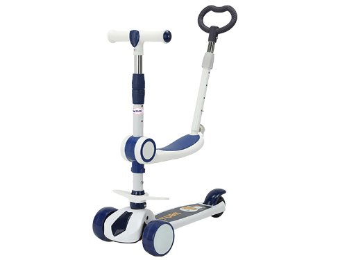 TROTTINETTE PLIABLE AVEC SIEGE RABATTABLE AMOVIBLE ET BARRE DE POUSSE PARENTALE- FREIN ROUE ARRIERE- ROUES LUMINEUSES- 3roues (6pcs) V RIDE. KST R1001