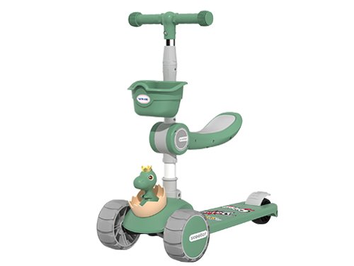 TROTTINETTE PLIABLE AVEC SIEGE RABATTABLE AMOVIBLE-FREIN ROUE ARRIERE- ROUES LUMINEUSES- 3 roues (8pcs). KST P1001