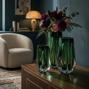 DC. BX126 LOT DE 3 VASE EN VERRE VERT FUME