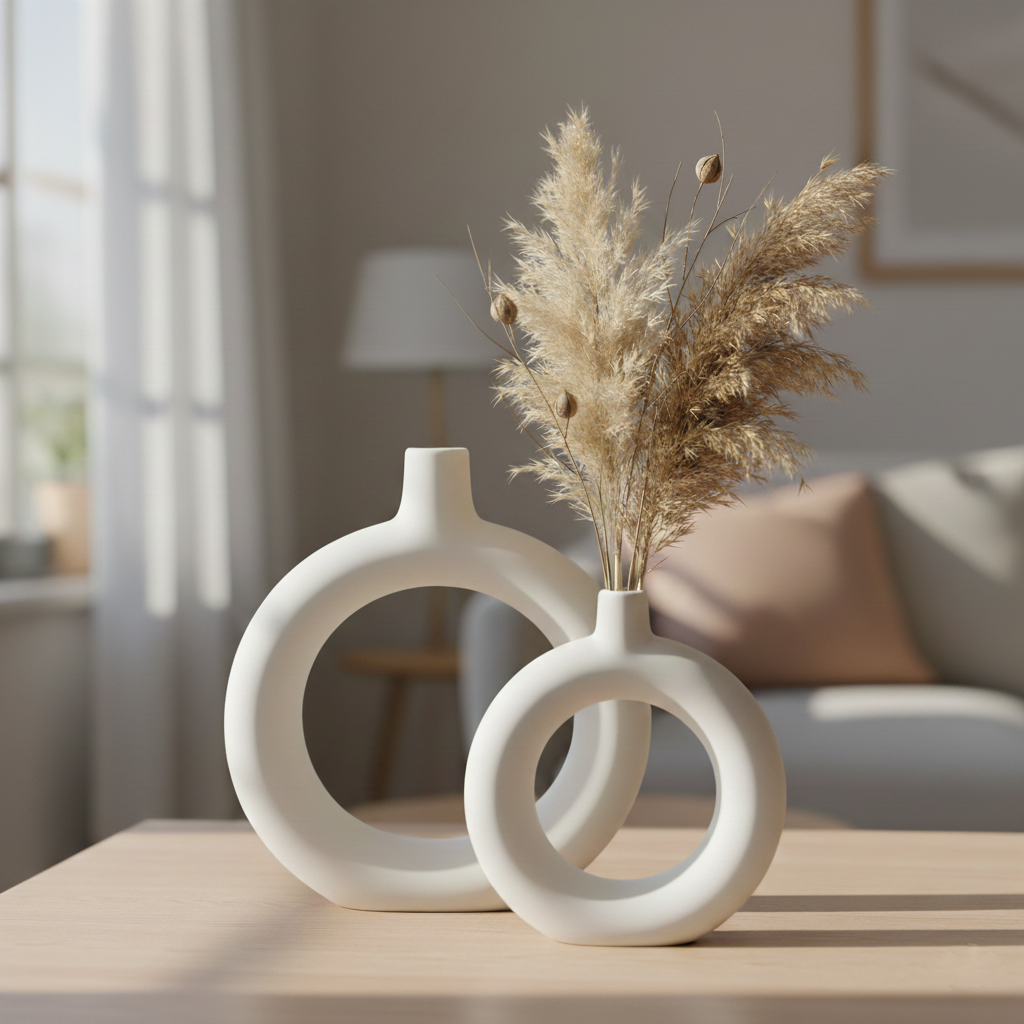 DC. BX150 LOT DE 2 VASE ANNEAU BLANC