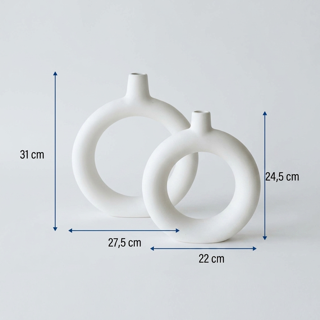 DC. BX150 LOT DE 2 VASE ANNEAU BLANC