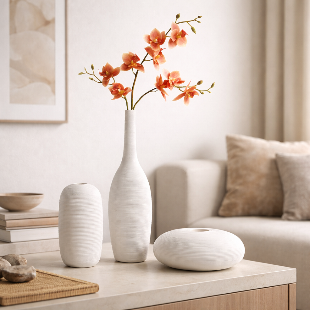 DC. HP291 LOT DE 3 VASE DECORATIF BLANC