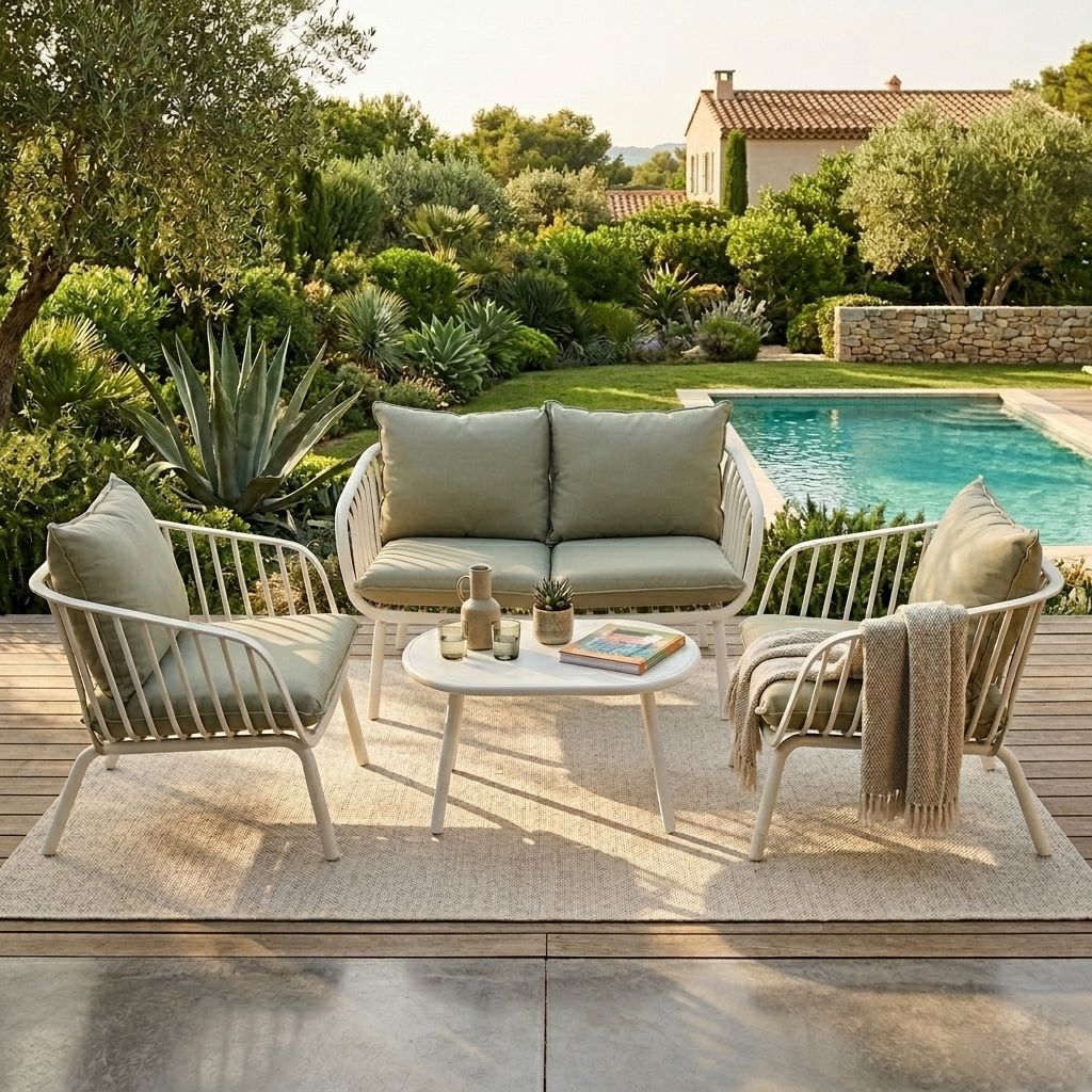 MB. ARK850 PP frame with anti-UV waterproof cushions and pillow stemper glass table topfo ARKEMIX 