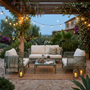 MB. ARK813-9 PP frame with anti-UV waterproof cushions and pillow stemper glass table topfo ARKEMIX 