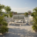 MB. ARK868 PP frame with anti-UV waterproof cushions and pillow stemper glass table topfo ARKEMIX 