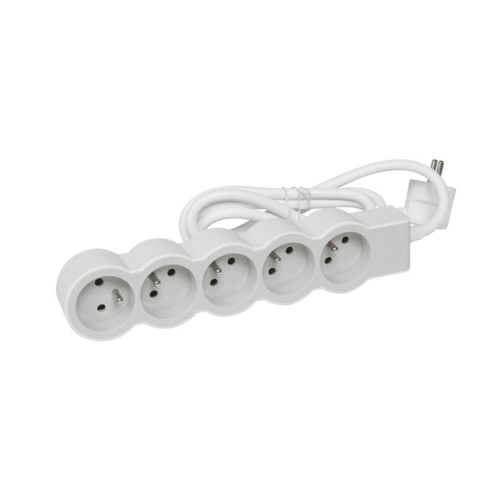 EL. 049480 RALLONGE MULTIPRISE A PUIT 1.5m EXTRA PLATE 5X2P+T 230V 3500W 16A BLC GRIS CLAIR LE GRAND 