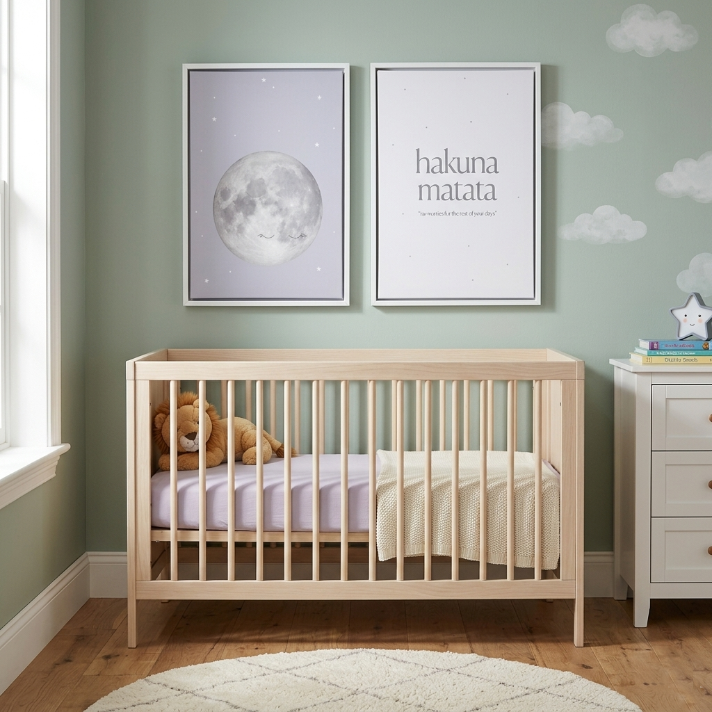 Lot de 2 tableaux LUDMILA en bois blanc lune grise AA7934 KAVE HOME