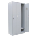 MB. ARK-022 ARMOIRE A SERRURES 3 PORTES H185 AVEC PENDERIE ET MIROIR COL GRIS ARKEMIX