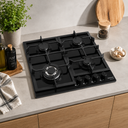 EL. PLAQUE DE CUISSON 60CM 03 FEUX A GAZ + WOK 3,3Kw - BLACK GLASS KHOB6L3GT-BG KRYSTER