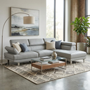 MB. ARK-KANSAS RHF 2S+CHAISE RHF LEATHER AIR 830-04 MIST GREY + USB PORT 2S 183X85X85C RIVIERA