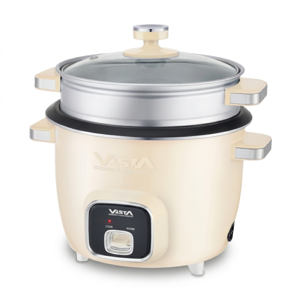 RICE COOKER 1.8L - COUVERCLE EN VERRE (06PCS) - IVOIRE/BLEU VISTA RC180