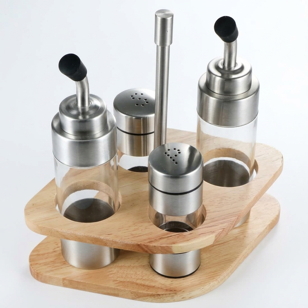 ZO-35 Wooden Base  Diamond-shaped Seasoning Set