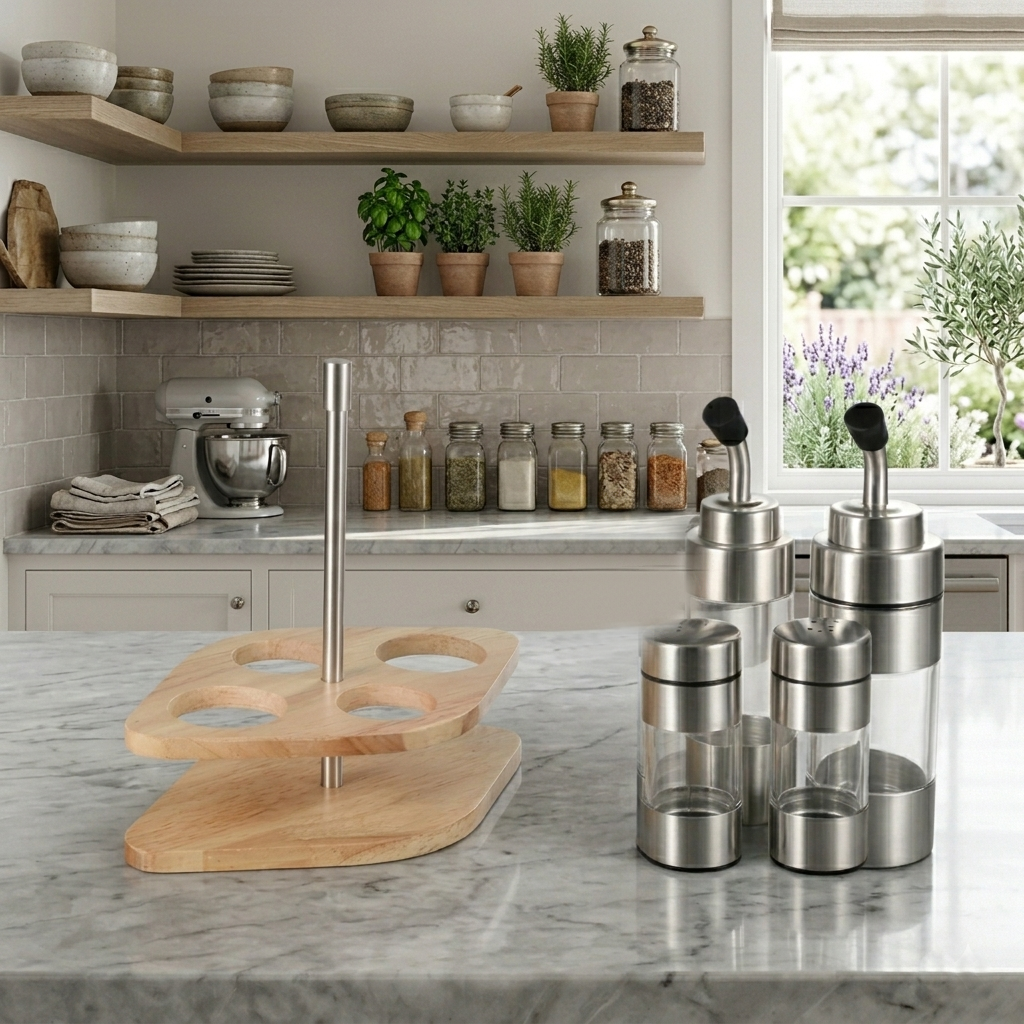 ZO-35 Wooden Base  Diamond-shaped Seasoning Set