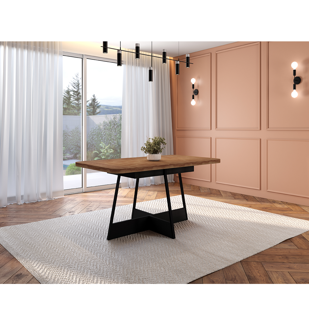 MB. 159232100 RECTANGULAR TABLE REF 1592 NOGAL W/BLACK CARRARO 