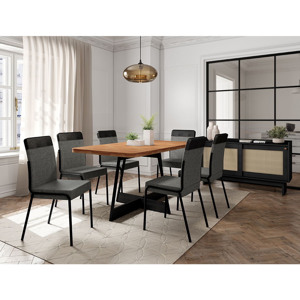 MB. 159232100 RECTANGULAR TABLE REF 1592 NOGAL W/BLACK CARRARO 