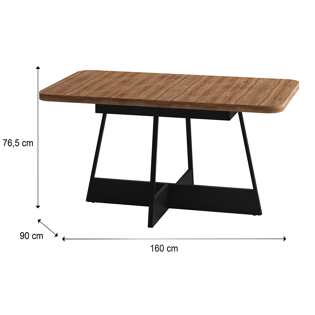 MB. 159232100 RECTANGULAR TABLE REF 1592 NOGAL W/BLACK CARRARO 