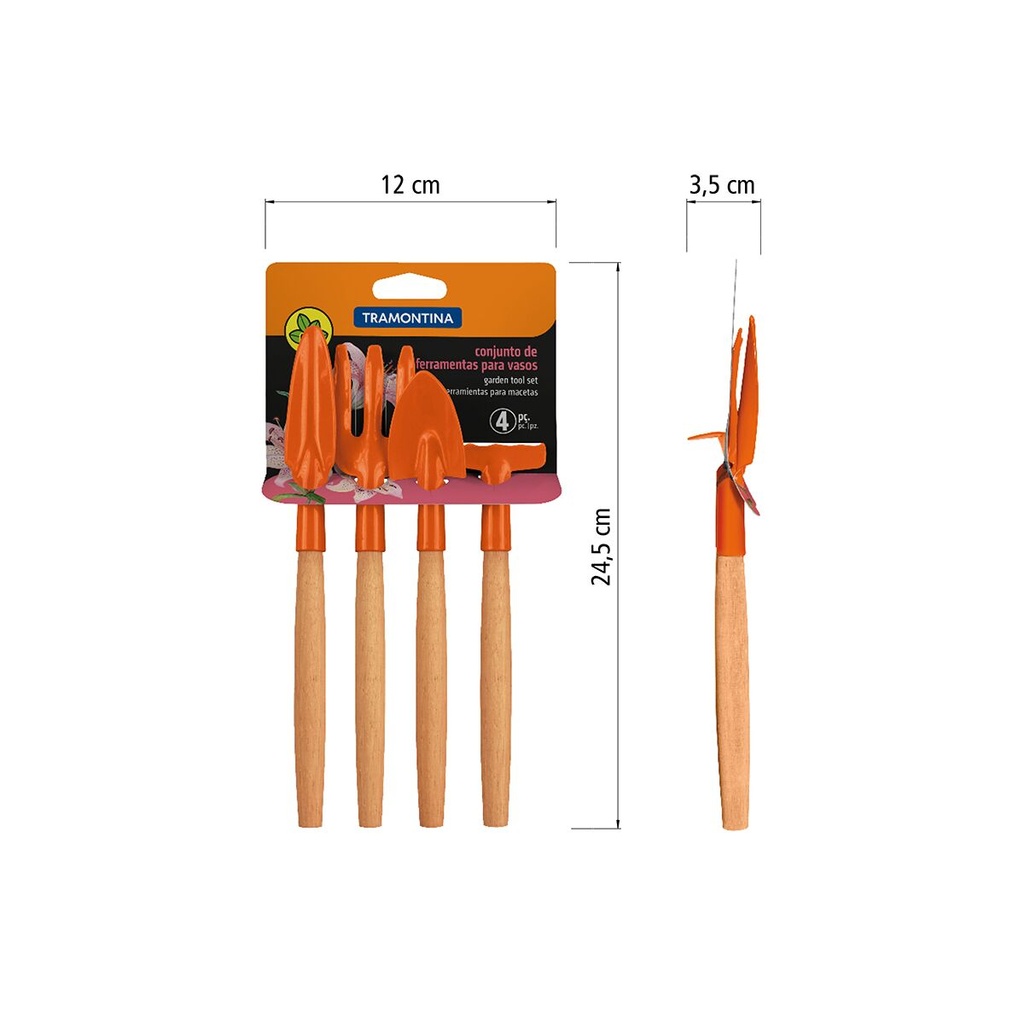 OT. 4PC GARDEN TOOL SET, WOOD HANDLES TRAMONTINA 78104/801
