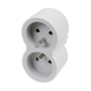 EL. 049431 FICHE BIPLITE AVEC 2 PRISES 2P+T FRONTALES 26A 3680W BLC GRIS CLAIR