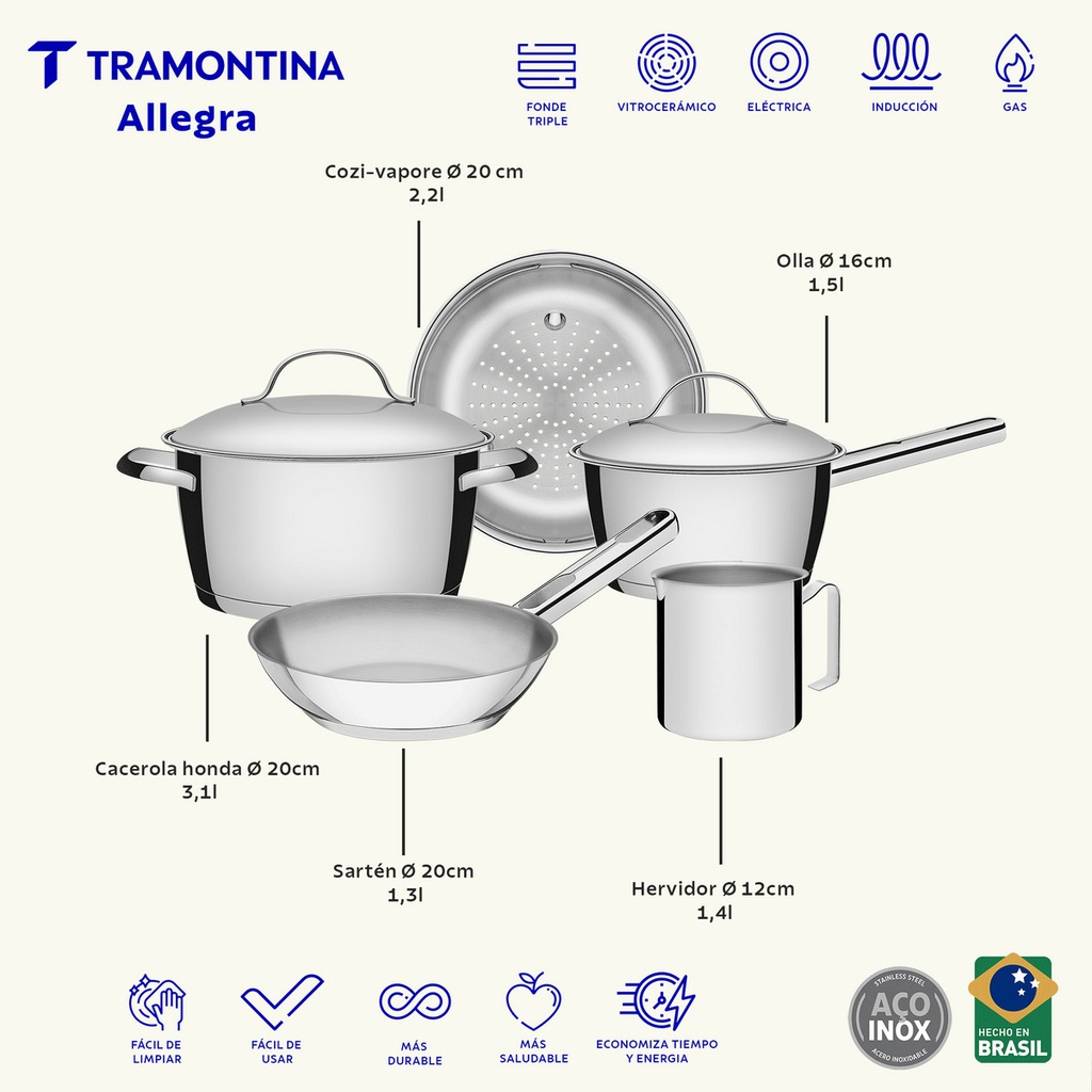 VR. COOKWARE SET 5PCS TRAMONTINA. 65660/280