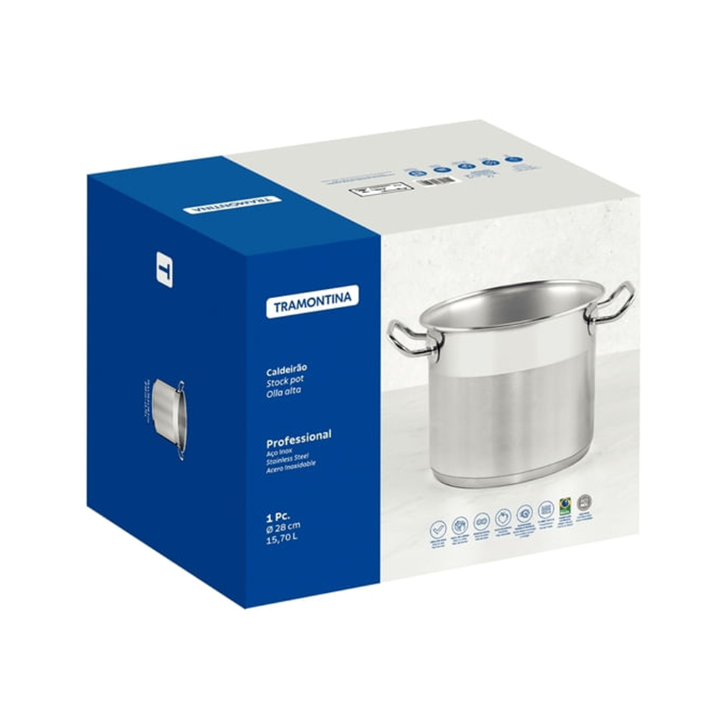 VR. STAINLESS STEEL STOCK POT PROFESSIONAL TRAMONTINA. 62648/285