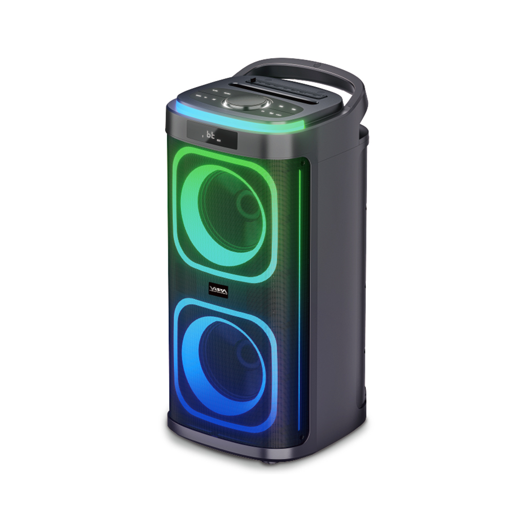 EL. ENCEINTE PORTABLE 2x8"+2x2,5"-RECHARGEABLE-BLUETOOTH-USB-SD-FM-TWS -ENTREE GUITARE-TELECOMMANDE-AUX-MICRO-200W-20000W PMPO VISTA. SP9948BT