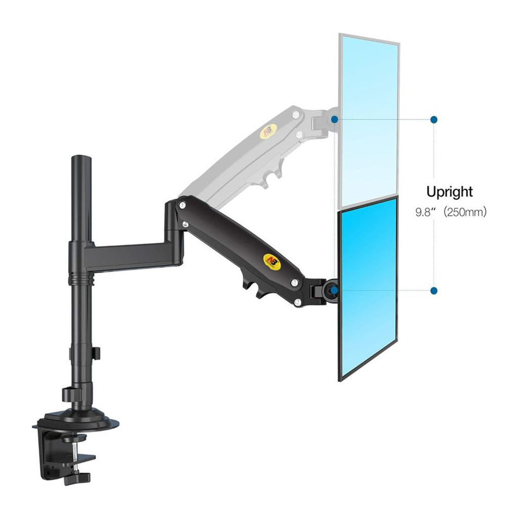 SUPPORT D'ECRAN ARTICULE SIMPLE POUR BUREAU DOUBLE 17"-35" NB H180 QUB