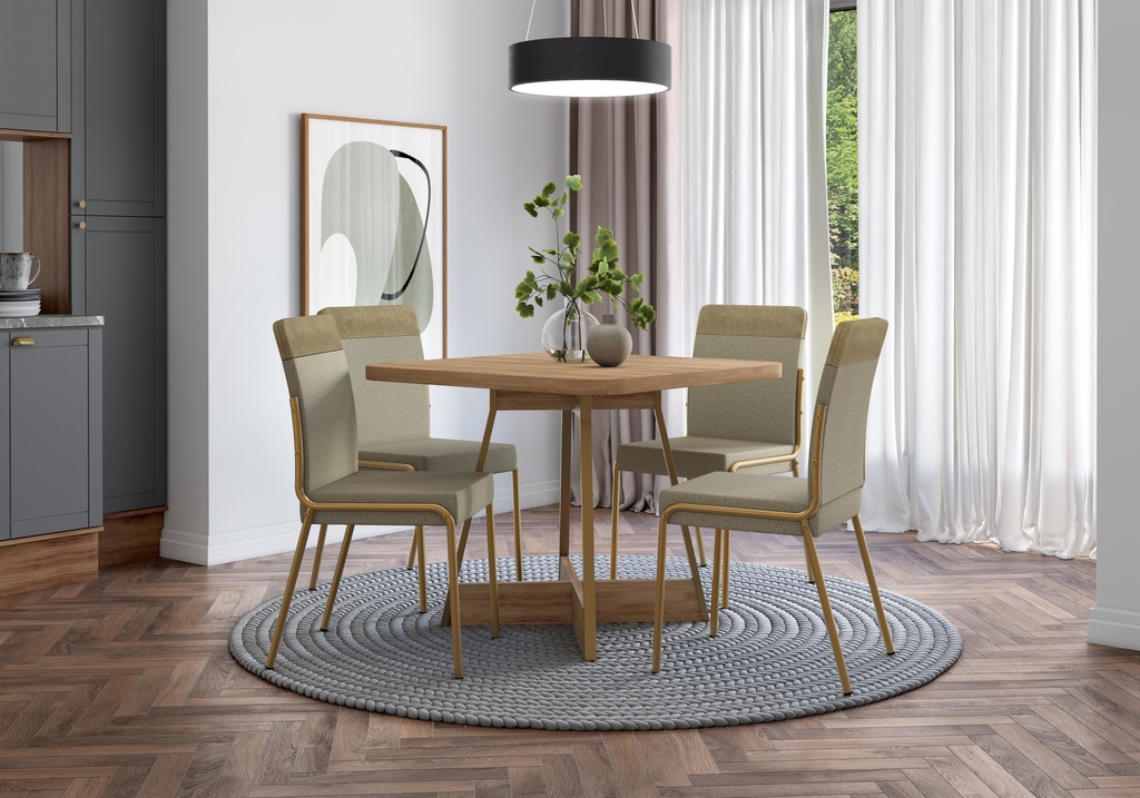MB. 159332980 SQUARE TABLE REF 1593 OAK NOCE W/GOLD MATTE CARRARO 