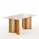 MB. LUMA DINING TABLE CURVED BEVELED TOP WITH GLASS 1700X900X30mm - TOP CEDAR/OFF WHITE 36184254 DJ MOVEIS