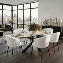 TABLE SALLE A MANGER ARK-DC7094 (ARKT23031)+ 06 CHAISES ARK-DC23016 COL 02 BLANC ARKEMIX 1820*730*100