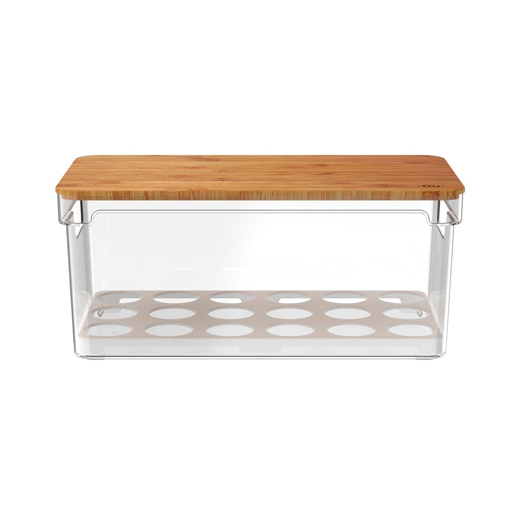 VR. OF155NT CLEAR FRESH EGG ORGANIZER WITH BAMBOO LID 36 UNID. NATURAL -OU