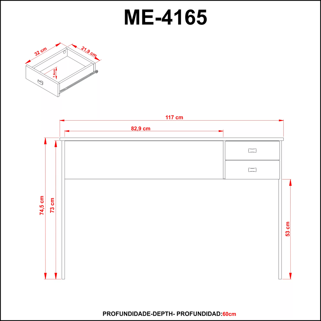 MB. ME4165 0002 OFFICE TABLE BLACK / WALNUT TECNOMOBILI