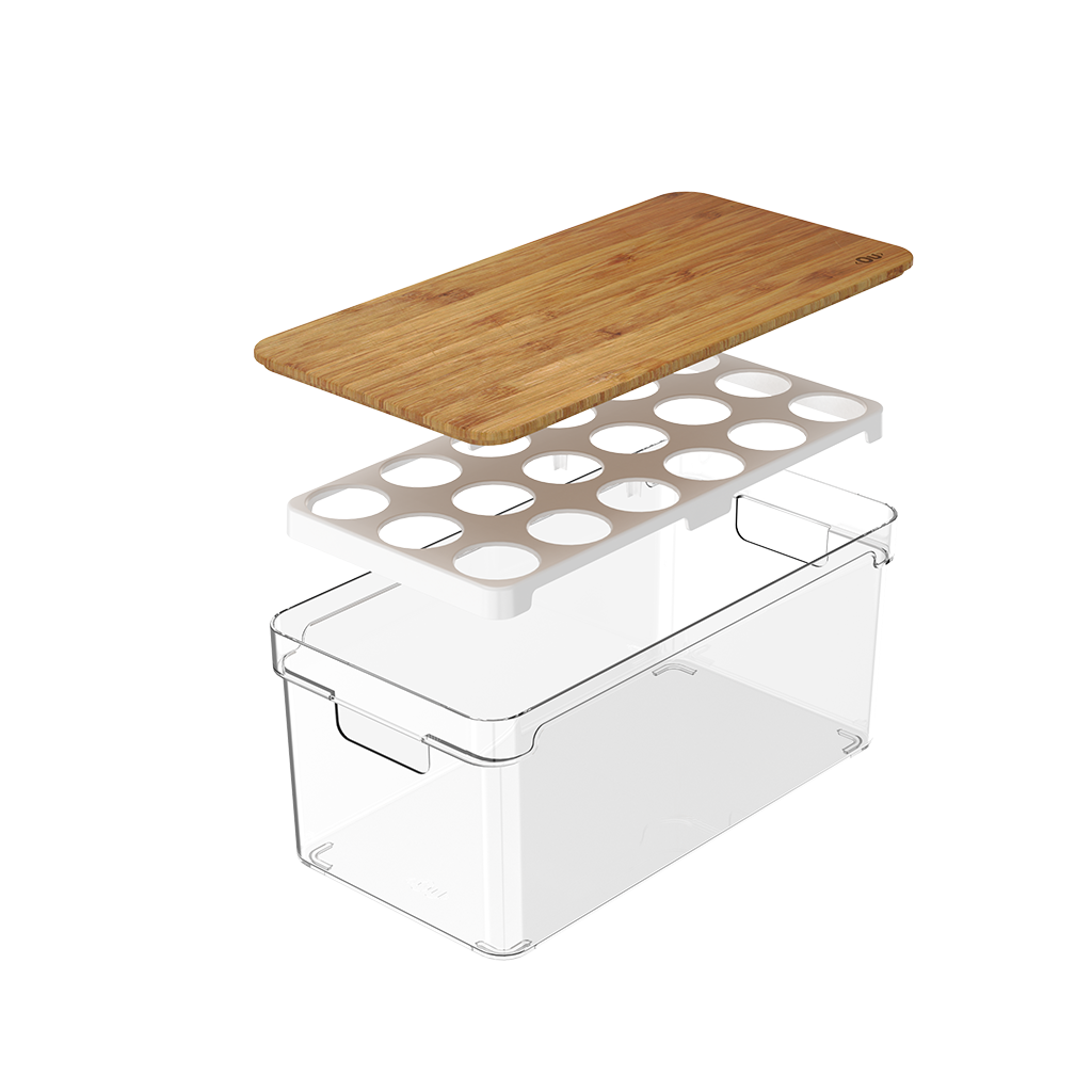 VR. OF155NT CLEAR FRESH EGG ORGANIZER WITH BAMBOO LID 36 UNID. NATURAL -OU