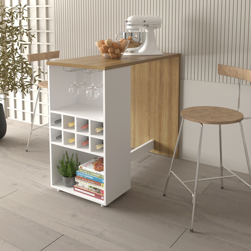 MB. AD5003 0003 WINE RACK TABLE WHITE/ALMOND TECNOMOBILI 