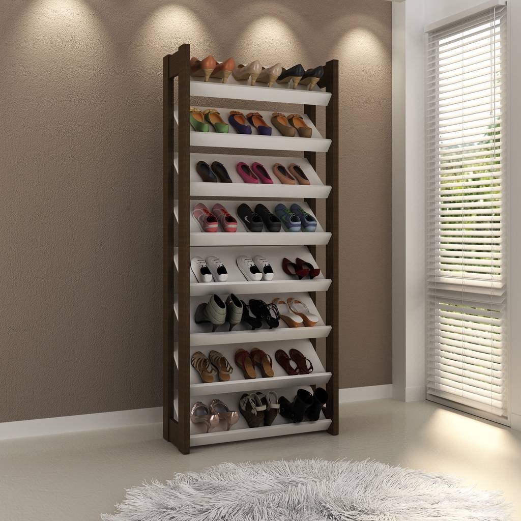 MB. AZ1006 0001 SHOE RACK WHITE/WALNUT TECNOMOBILI 