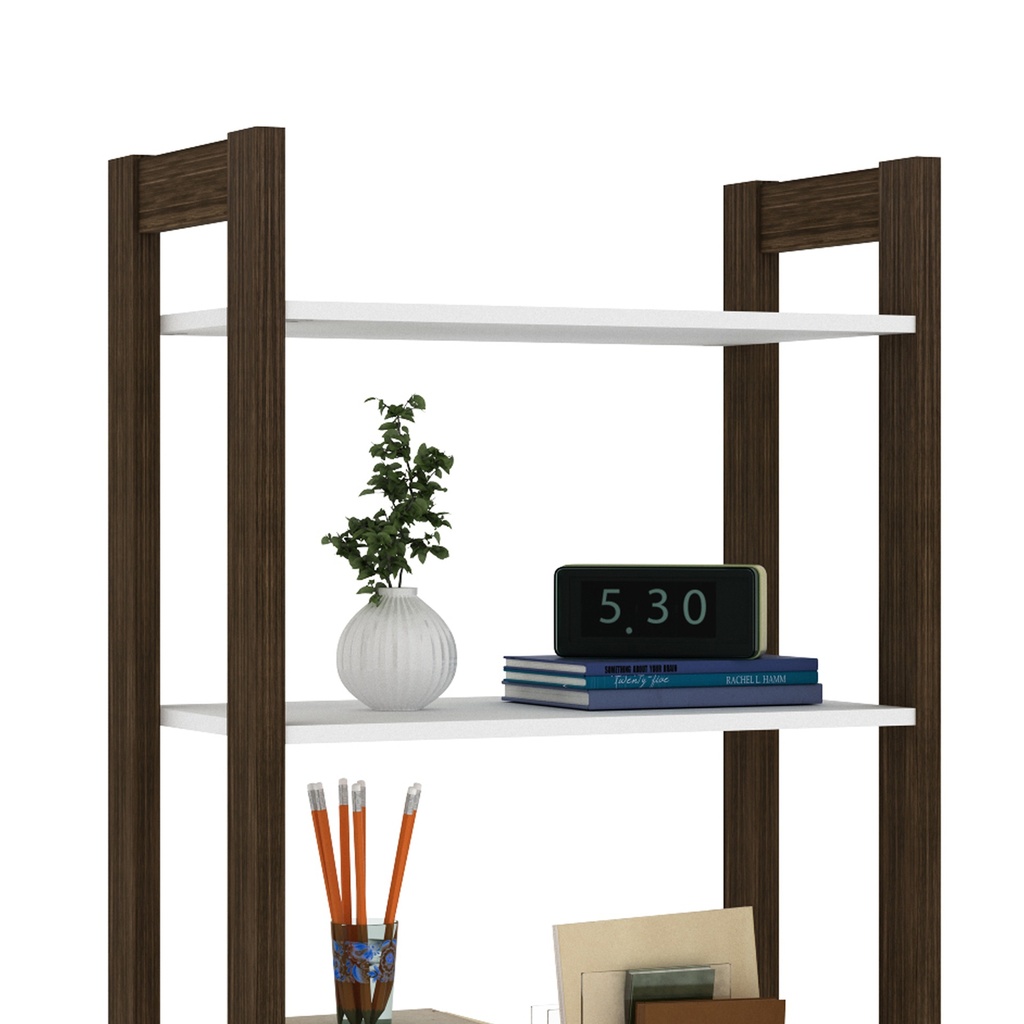 MB. AZ1005 0001 BOOKCASE WHITE/WALNUT TECNOMOBILI 