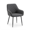 MB. ARKT23031+6 PCS ARKC24072-16 DINING TABLE Melamine top S-19, Matt black powder coated legs. 1800x90 & SET 6 CHAIRS Back and seat covered by 355A-16, With small (ARK-DC7094) 1370*730*120