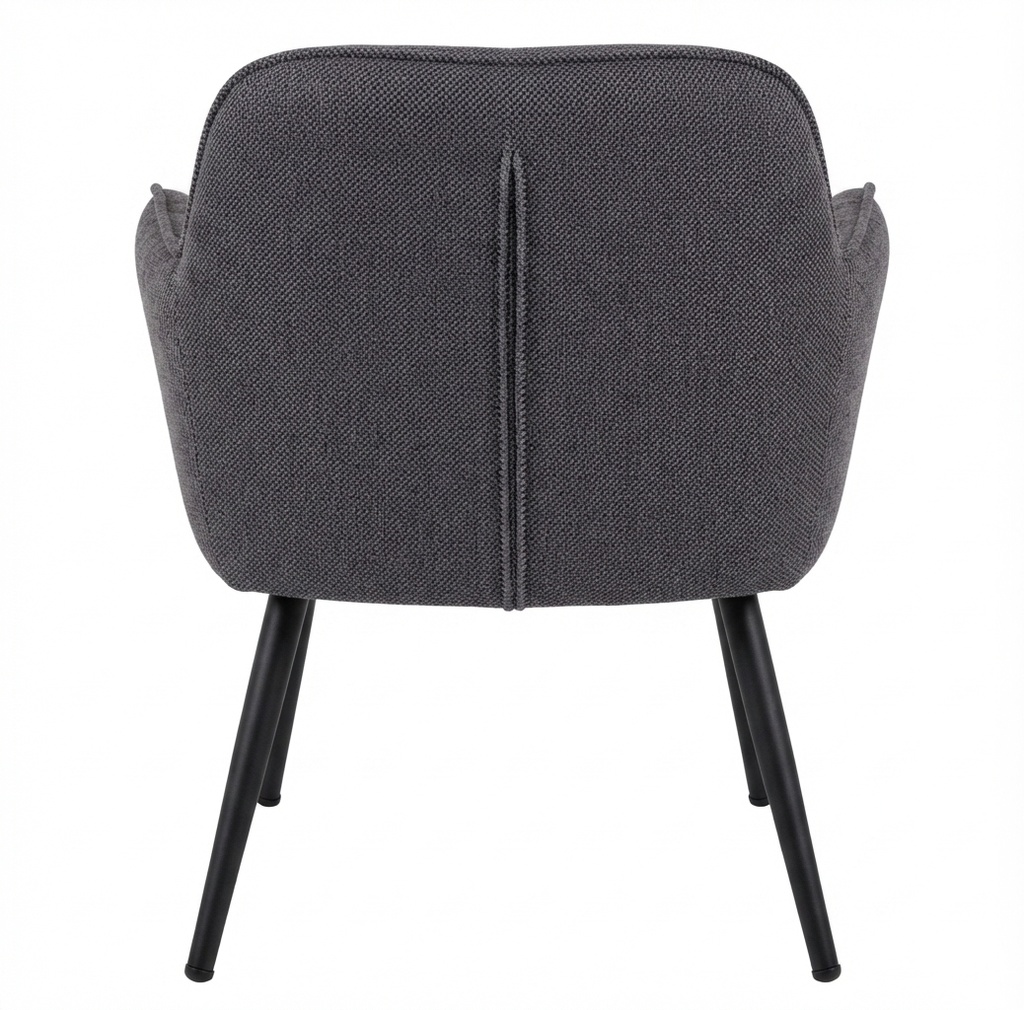 MB. ARKT23031+6 PCS ARKC24072-16 DINING TABLE Melamine top S-19, Matt black powder coated legs. 1800x90 & SET 6 CHAIRS Back and seat covered by 355A-16, With small (ARK-DC7094) 1370*730*120