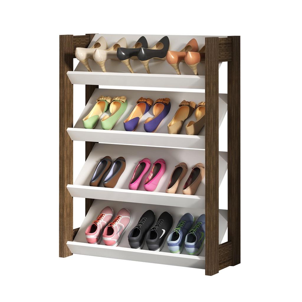 MB. AZ1025 0001 SHOE RACK WHITE/WALNUT TECNOMOBILI 