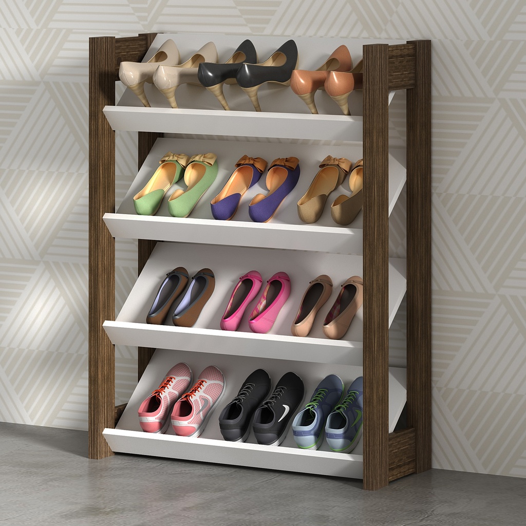 MB. AZ1025 0001 SHOE RACK WHITE/WALNUT TECNOMOBILI 