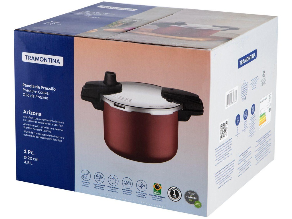 VR. 20CM PRESSURE COOKER 4.5L ARIZONA TRAMONTINA. 20559/720