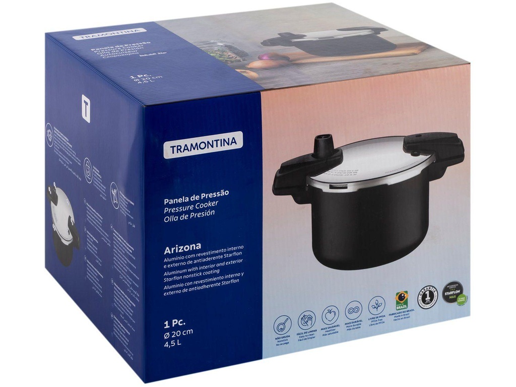 VR. 20CM PRESSURE COOKER 4.5L ARIZONA TRAMONTINA. 20559/420