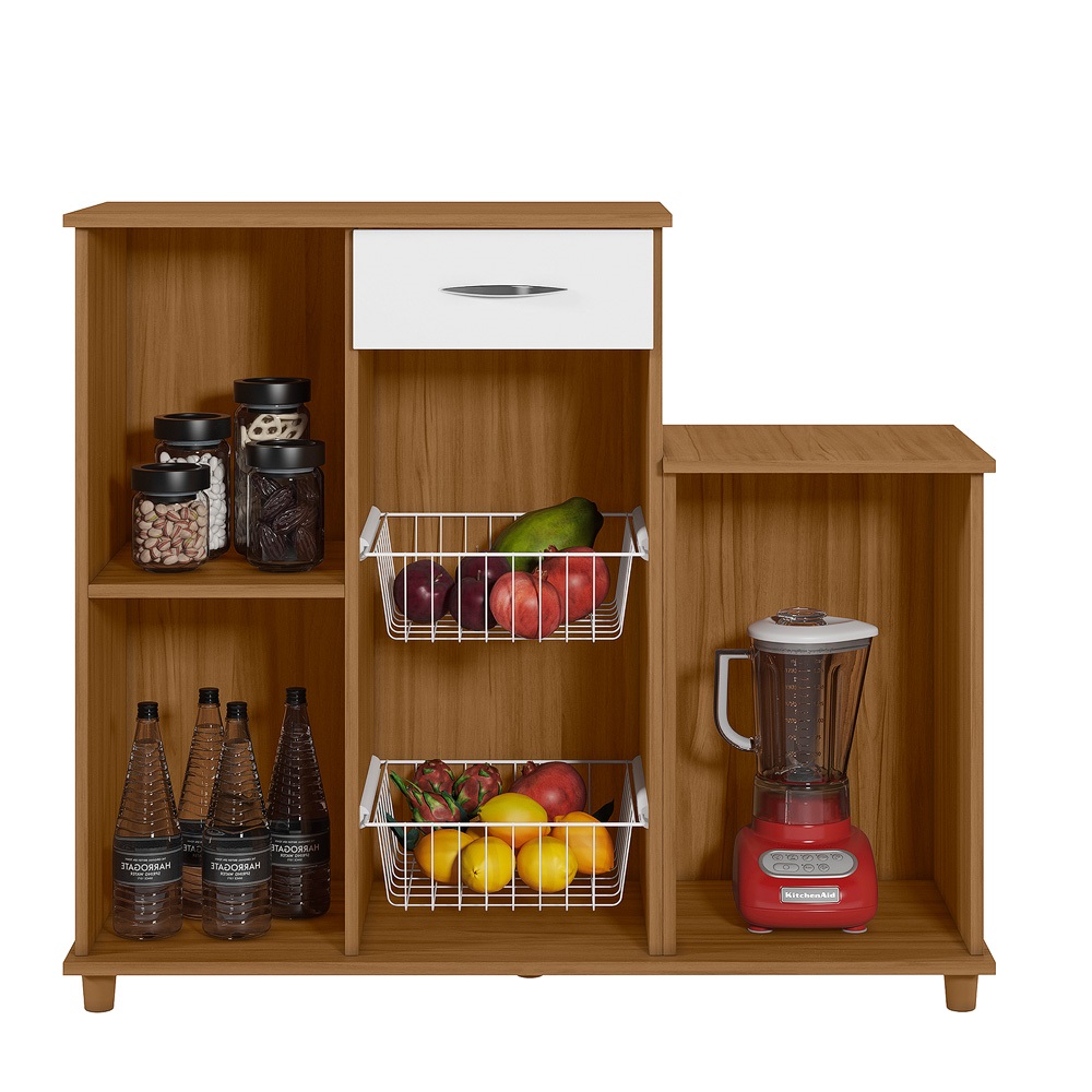 MB. 55090/271 FRUIT BASKET DIVA NEW WITH 2 DOORS , 1 DRAWERAND 2 WHITE WIRE BASKETS ON MDP FREIJO TREND / WHITE NEW NOTAVEL