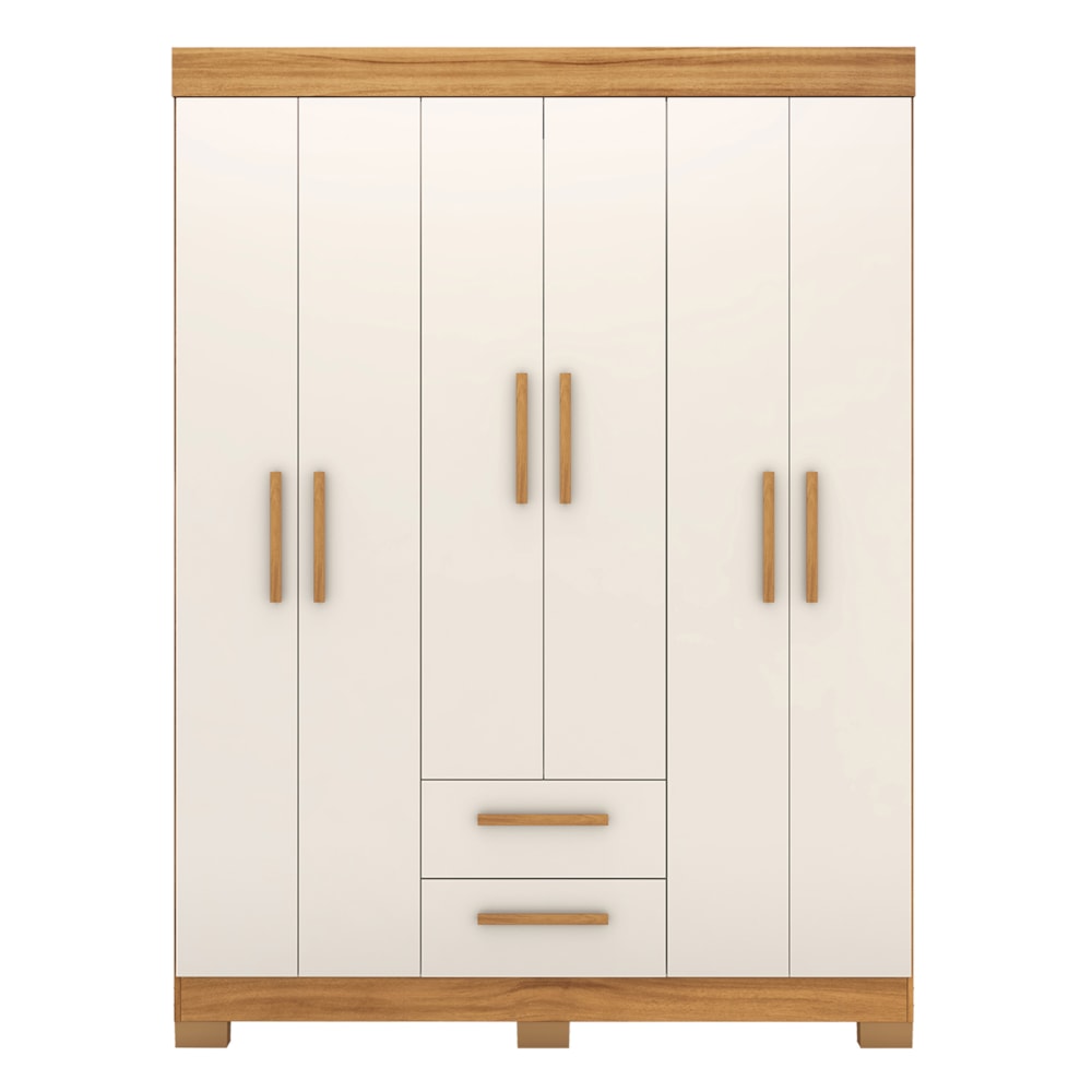 MB. NT6015/270 WARDROBE WITH 6 DOORS AND 2 DRAWERS ON MDP FREIJO TREND/OFF WHITE TX NOTAVEL